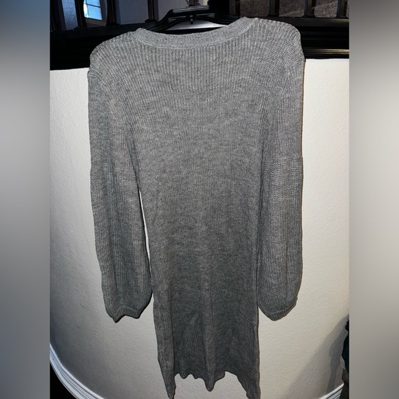 Grey knit sweater dress new with tags, bronze buttons, size L - Picture 2 of 2